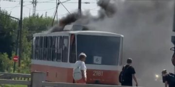 В Ульяновске на ходу загорелся трамвай