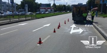 В Ульяновске обновили разметку на съезде с Западного бульвара