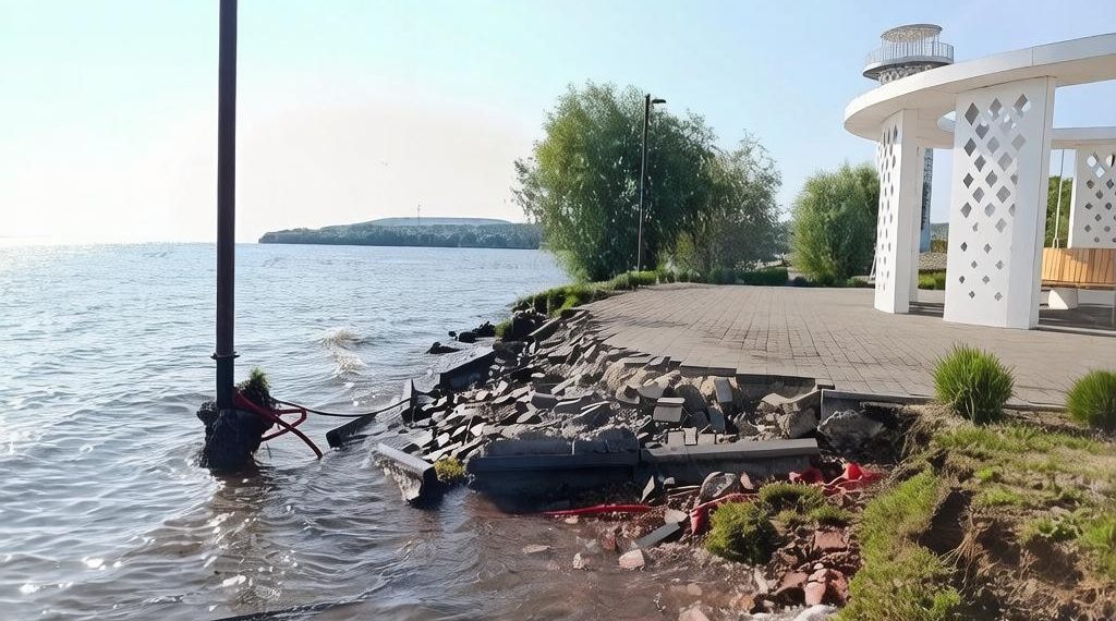 В сенгилеевском парке «Тишь да гладь» обвалилась площадка у ротонды